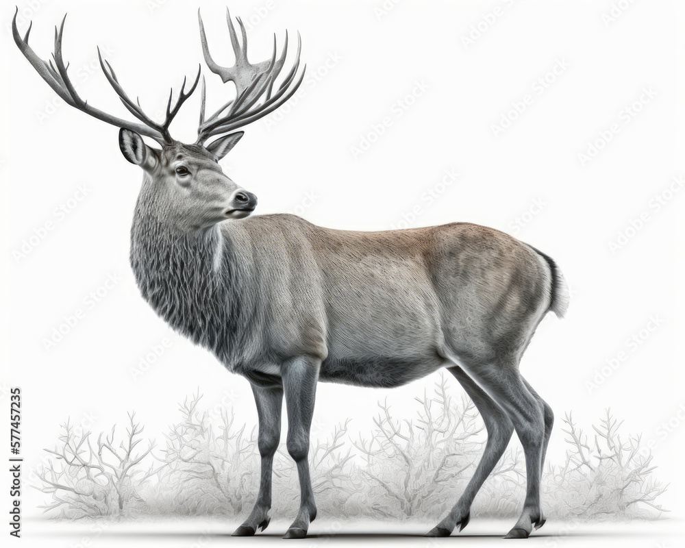 Illustration of Deer isolated on white background. Generative AI Illustration of Deer isolated on white background. Generative AI