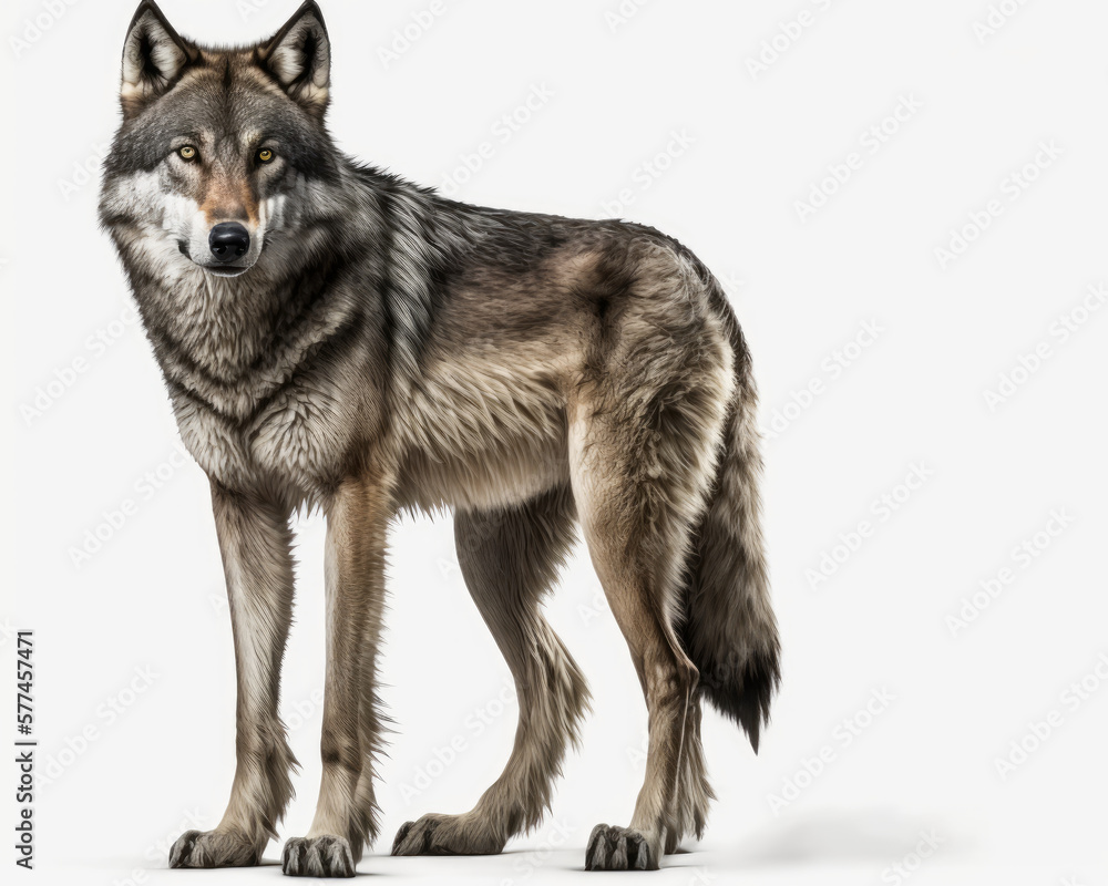 Illustration of Wolf isolated on white background. Generative AI