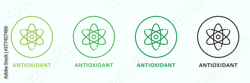 Antioxidant Line Green and Black Stamp Set. Free Anti Oxidant Outline Icons. Healthy Organic Nature Ingredient Pictogram. Anti Oxidant Supplement Symbol. Isolated Vector Illustration
