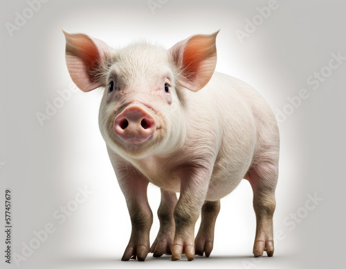 Illustration of Pig isolated on white background. Generative AI © Bartek