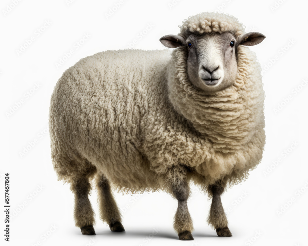 Obraz premium Illustration of Sheep isolated on white background. Generative AI