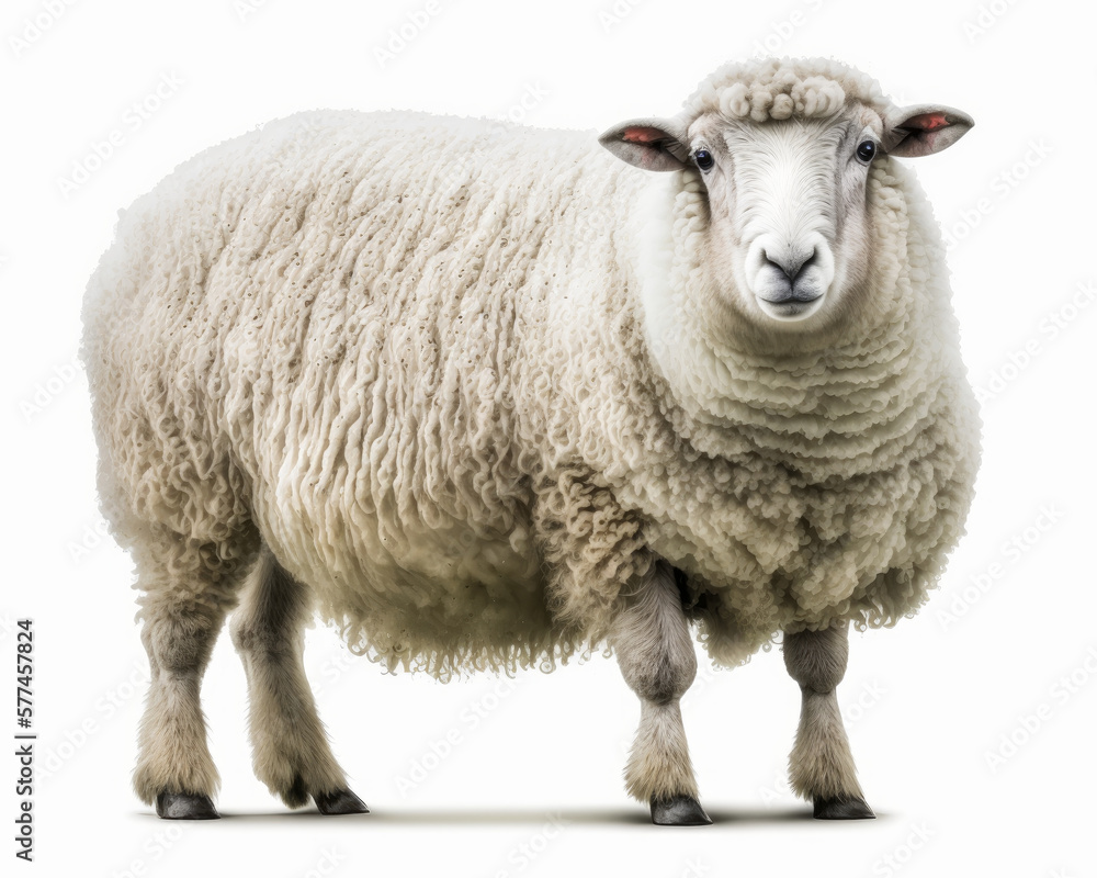 Illustration of Sheep isolated on white background. Generative AI Illustration of Sheep isolated on white background. Generative AI