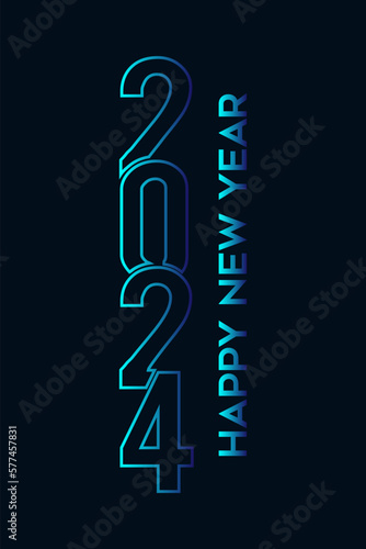 Happy new year 2024 text design for brochure design template card banner vector illustration.