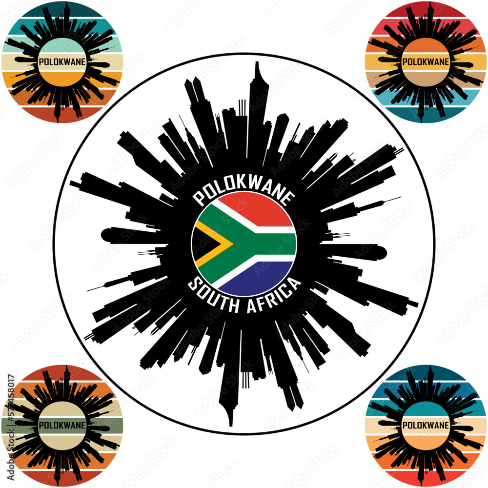 Polokwane South Africa Flag Skyline Silhouette Polokwane South Africa