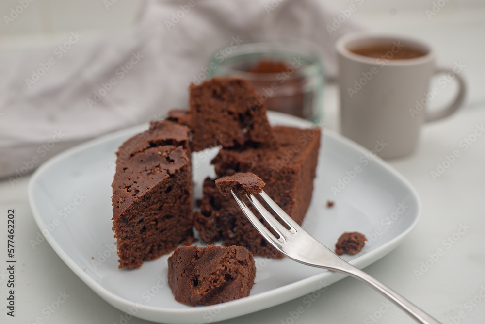 brownie cake. Dark chocolate brownie on a table brownie cake. Dark chocolate brownie on a table