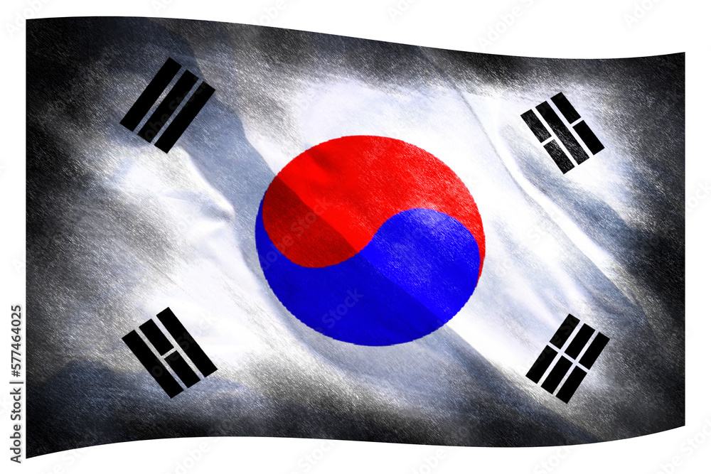 The South Korean flag in retro style