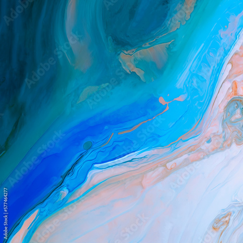 Artistic blue palette marble texture, generative AI liquid fluids background