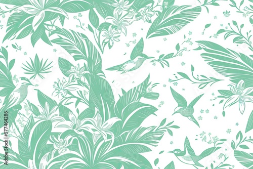Graphic seamless lily flower repeat pattern on pastel background, generative ai. Flower illustration