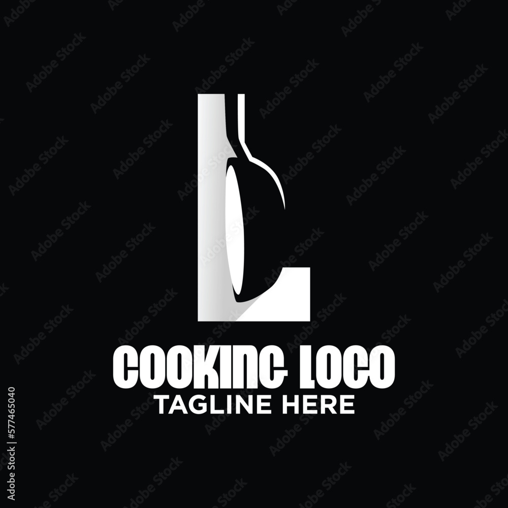 Letter L Frying Pan Logo Design Template Inspiration, Vector Illustration. Letter L Frying Pan Logo Design Template Inspiration, Vector Illustration.