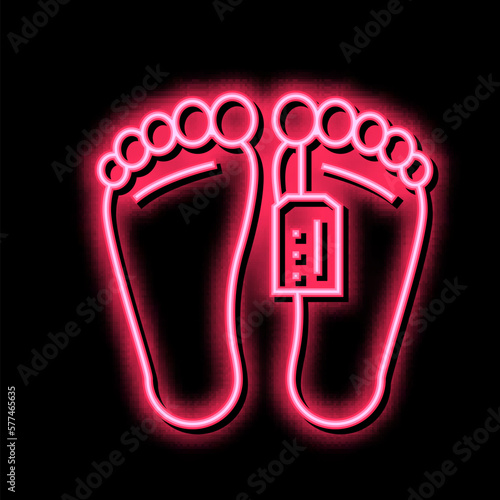 dead human in morgue neon glow icon illustration