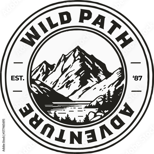 Mountain illustration, outdoor adventure. Vector format, suitable for logo, tshirt, badge, emblem or stamp