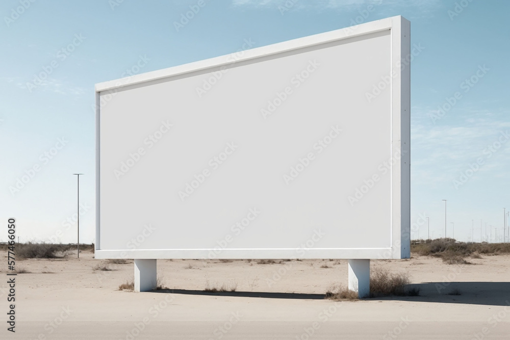 Layout for advertising. Empty, white banner on the street. Generative AI.