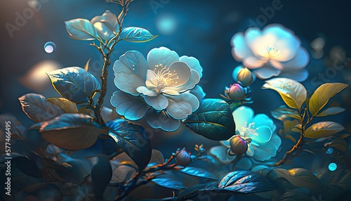 Flowers generated with the tyndall lighting made with generative AI