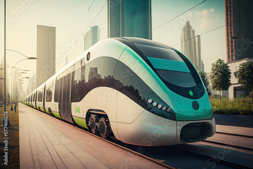 futuristic eco-friendly electric train, generative AI
