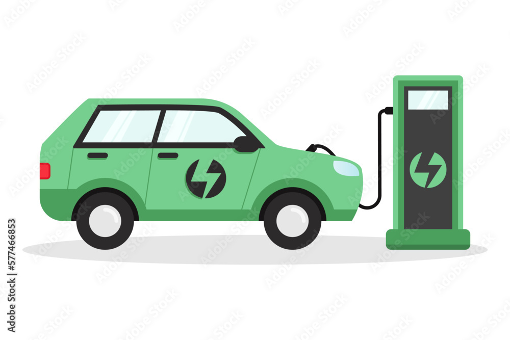 Electric car vector design illustration, environment friendly and future vehicle concept Electric car vector design illustration, environment friendly and future vehicle concept