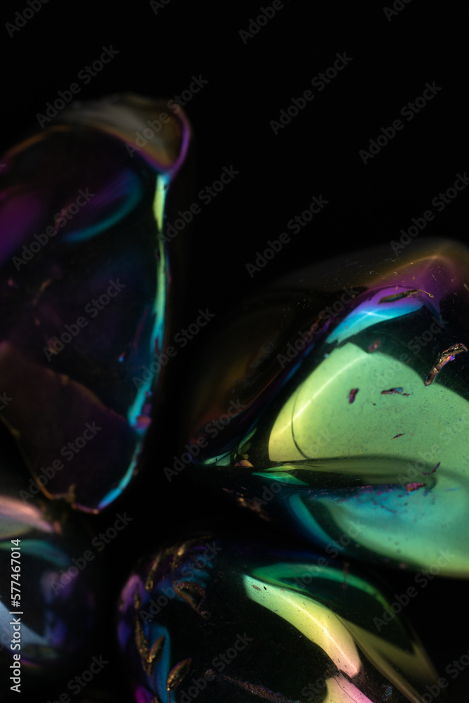 Damaged stones with iridescent surface Damaged stones with iridescent surface
