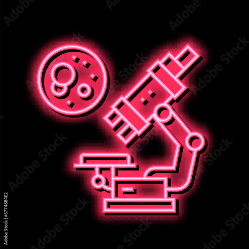 microscope for research neon glow icon illustration