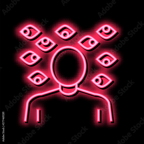 paranoia psychological problems neon glow icon illustration