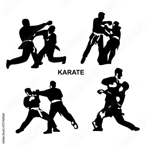 people do self-defense "karate". silhouette vector collection. karate sports
