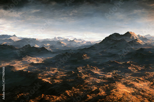 Mountains in clouds. Spectacular mountain landscape. Generative AI. © Anton Dios