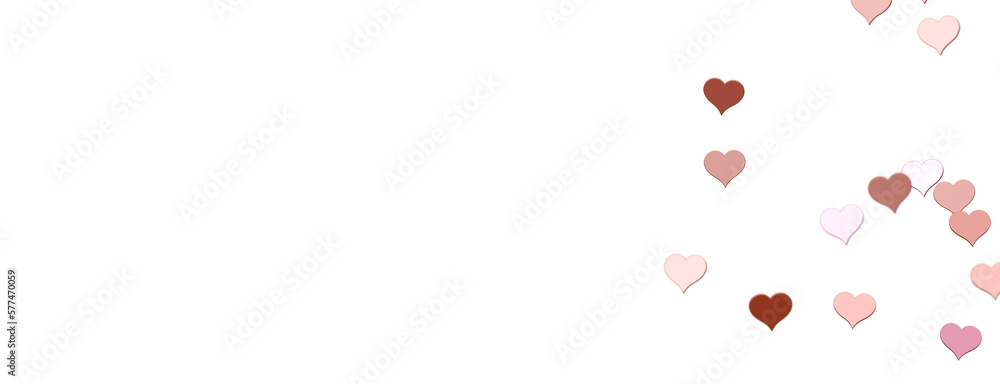 hearts on a transparent background. 3D rendering. for valentine's day and wedding. PNG Rain from hearts.