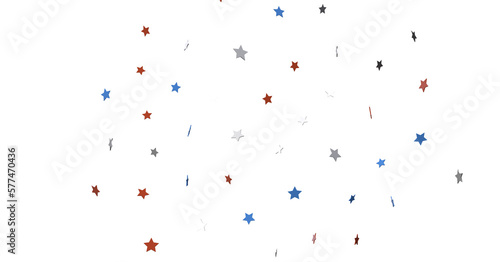 Stars - A blue glitter confetti border with red and blue stars on white