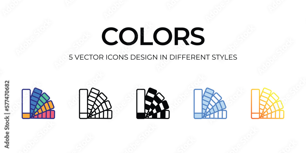 colors Icon Design in Five style with Editable Stroke. Line, Solid, Flat Line, Duo Tone Color, and Color Gradient Line. Suitable for Web Page, Mobile App, UI, UX and GUI design.