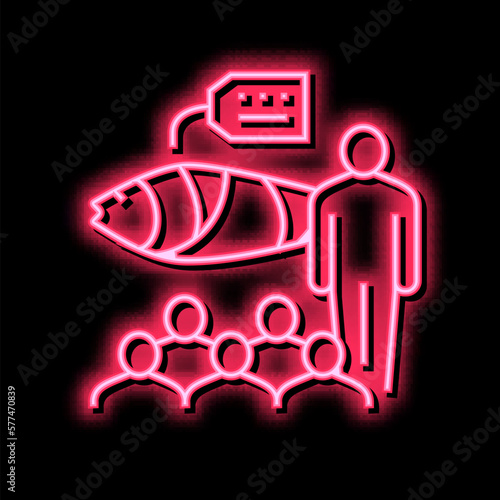 tuna auction market neon glow icon illustration