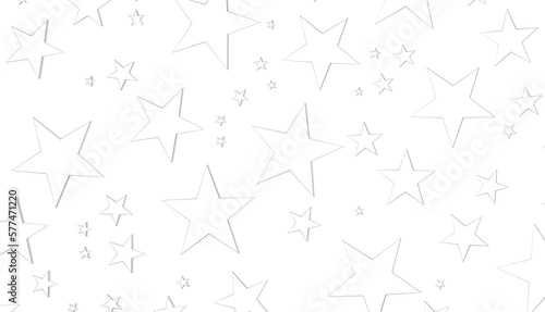 Banner with silver decoration. Festive border with falling glitter dust and stars.