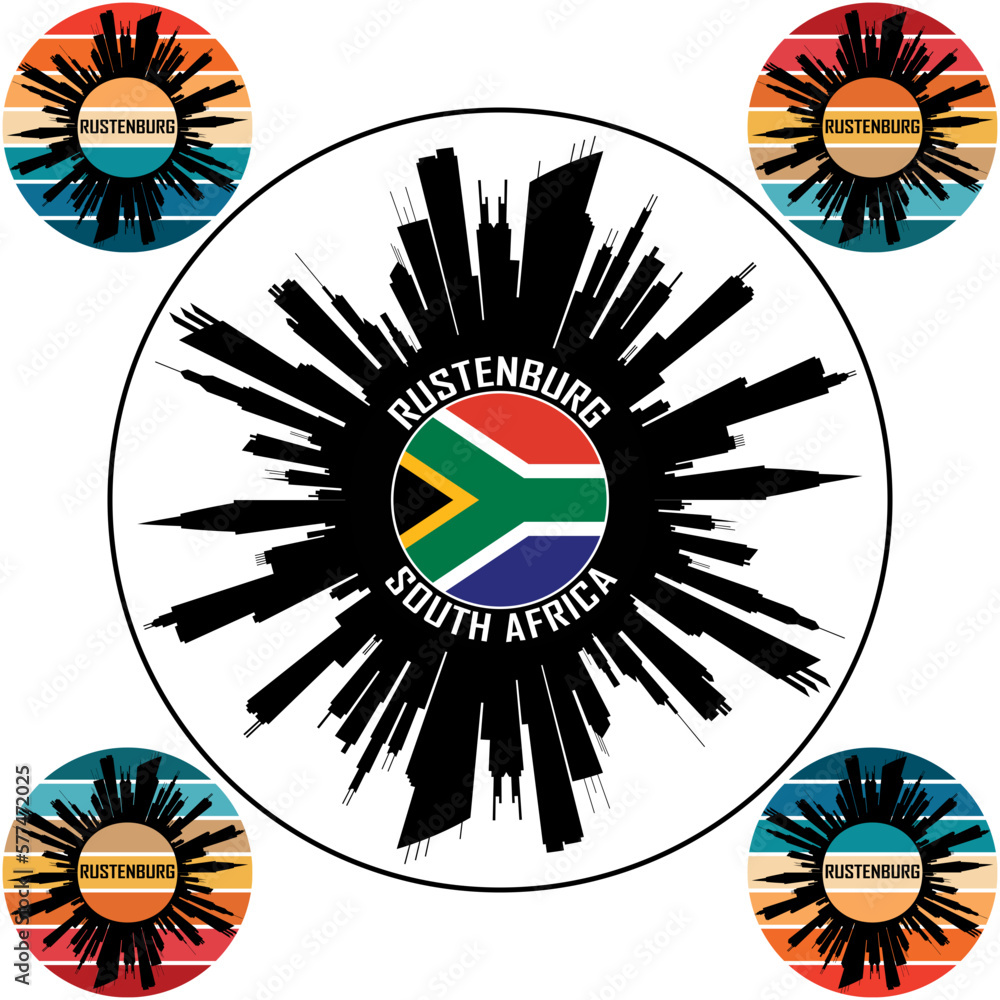 Rustenburg South Africa Flag Skyline Silhouette Rustenburg South Africa