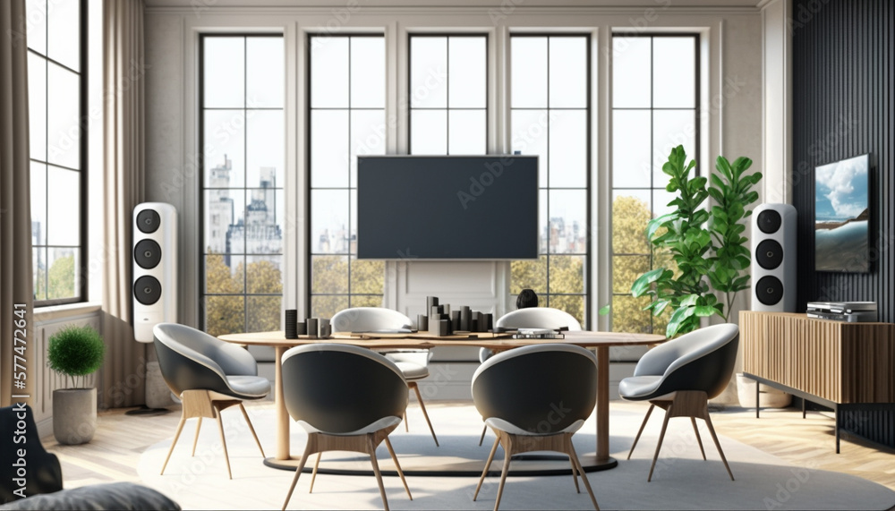 Inside of a Large Modern Living Room, Decorated with Green Indoor plants , Interiors and Furnitures, Screen | Generative Art Inside of a Large Modern Living Room, Decorated with Green Indoor plants , Interiors and Furnitures, Screen | Generative Art