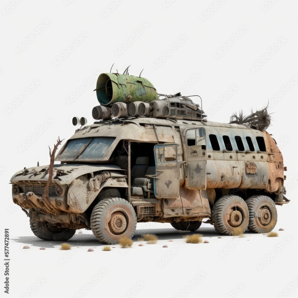 Rust destroyed transport, broken car, post apocalypse crash car Rust destroyed transport, broken car, post apocalypse crash car