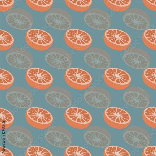 Blue Citrus Orange Transparent Seamless Pattern
