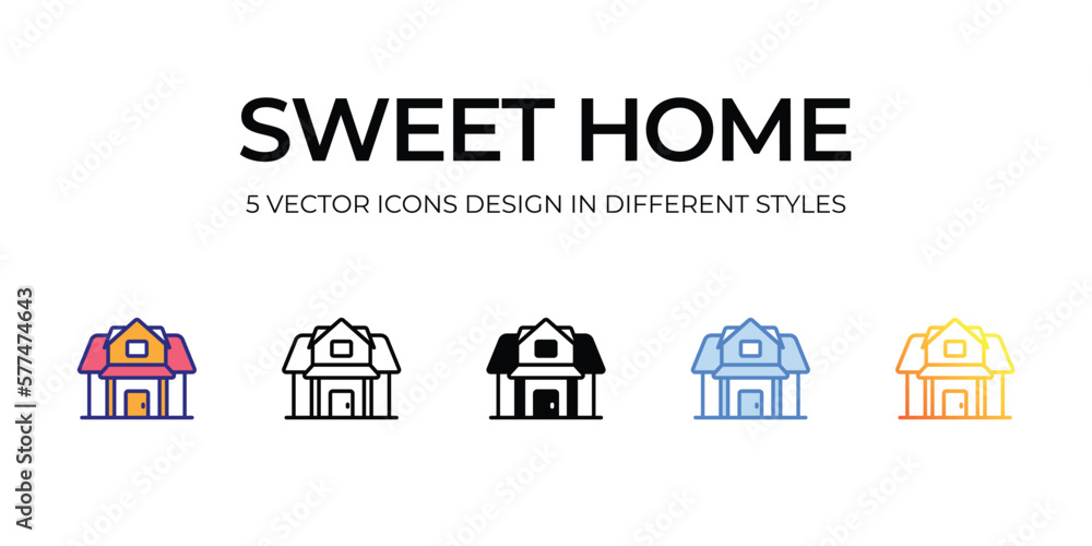 sweet home Icon Design in Five style with Editable Stroke. Line, Solid, Flat Line, Duo Tone Color, and Color Gradient Line. Suitable for Web Page, Mobile App, UI, UX and GUI design. sweet home Icon Design in Five style with Editable Stroke. Line, Solid, Flat Line, Duo Tone Color, and Color Gradient Line. Suitable for Web Page, Mobile App, UI, UX and GUI design.
