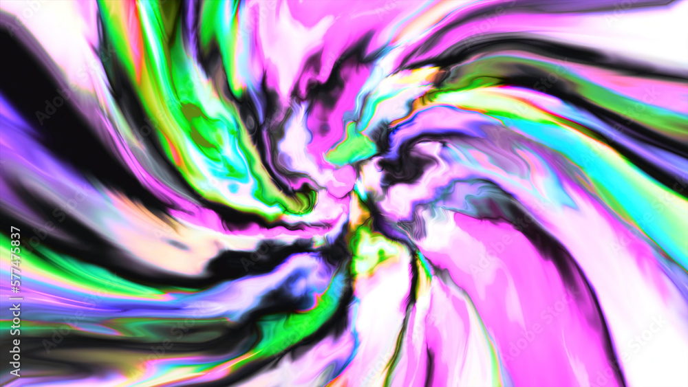 Colorful explosive flow with spiral stripes. Motion. Explosion of spiral flow of energy lines. Colorful vortex with slowed down flow of lines