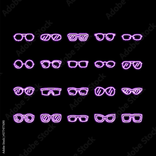glasses optical style frame neon glow icon illustration