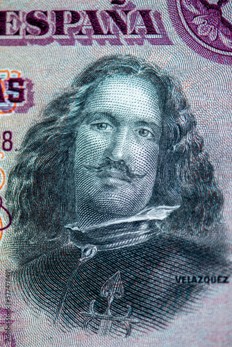 Detailed image of Velazquez in the Spanish 50 pesetas banknote of 1928 photo
