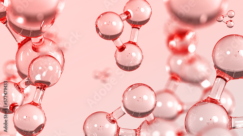 Microbiology nucleus atom or molecule. Science technology in medicine concept with pink background. 3d rendering photo