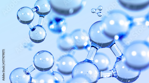 Medical molecule structure or atom on science background. Abstract chemical array with blue background. 3d rendering