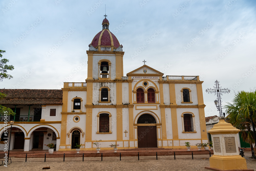 Church of the Immaculate Conception in the main square of the town of Mompox. Colombia.