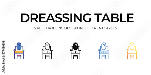 dressing table Icon Design in Five style with Editable Stroke. Line, Solid, Flat Line, Duo Tone Color, and Color Gradient Line. Suitable for Web Page, Mobile App, UI, UX and GUI design.