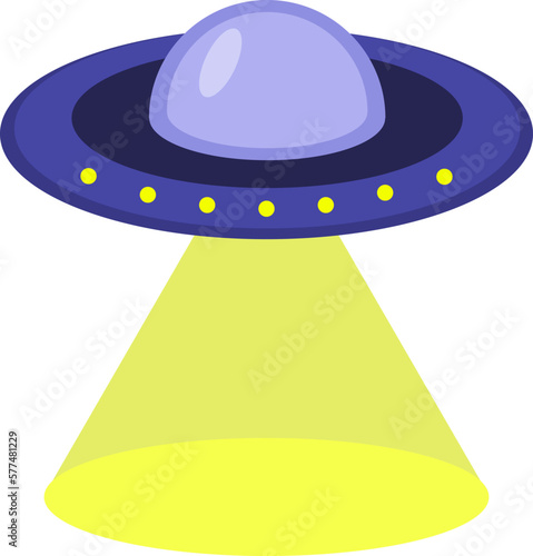 Flying saucer, vector. Flying saucer, ufo with beam of light.