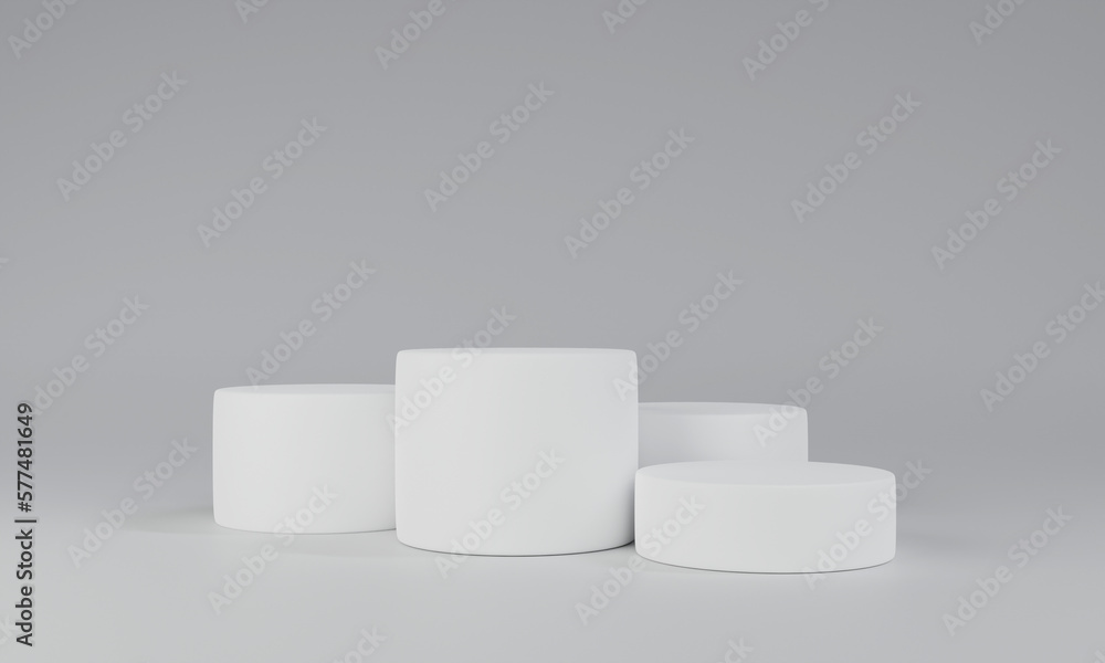 3 Podiums for product display mock up. 3D rendering. 3 Podiums for product display mock up. 3D rendering.