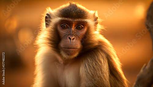 Monkey side view looking at camera hyper realistic generative ai © Artistic