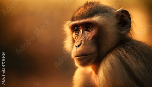 Monkey side view looking at camera hyper realistic generative ai