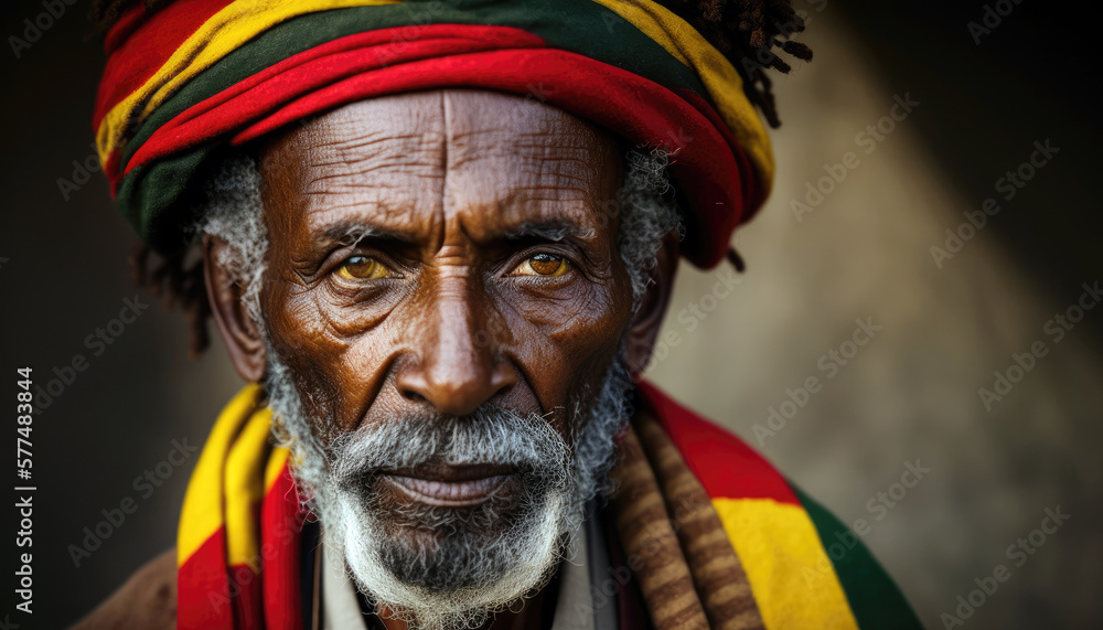 Proud Elderly Ethiopian Man in Colorful Traditional Shamma - Cultural Fashion Portrait (created with Generative AI)