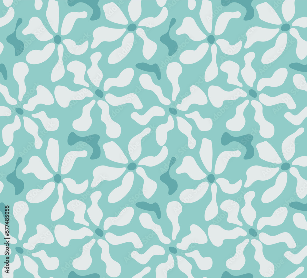 Groovy pattern abstract flower on blue background. Modern naive groovy funky interior decorations, paintings. Vector art illustration. Groovy pattern abstract flower on blue background. Modern naive groovy funky interior decorations, paintings. Vector art illustration.