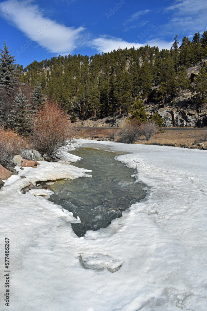 Frozen River Bed Grant Colorado in Winter Frozen River Bed Grant Colorado in Winter