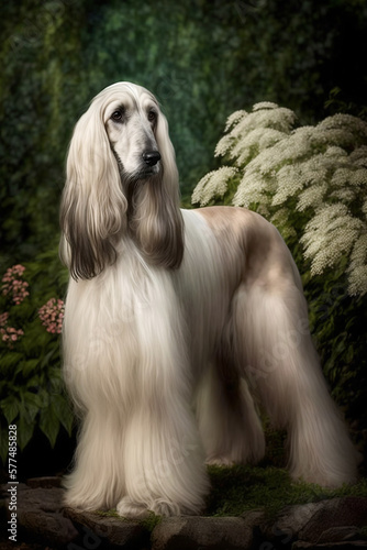 Portrait of dog breed Afghan Hound