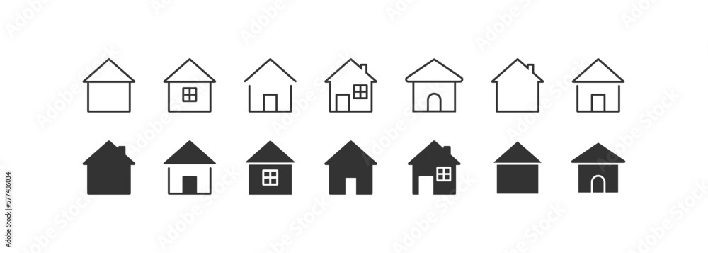 House icon set. Home, app button vector desing.